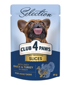 Club4Paws konservuotas šunų maistas su antiena ir kalakutiena padaže