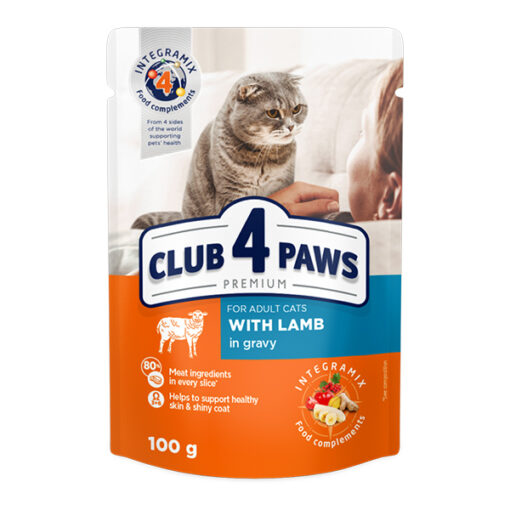 Club4Paws konservuotas kačių maistas su ėriena padaže, 100g