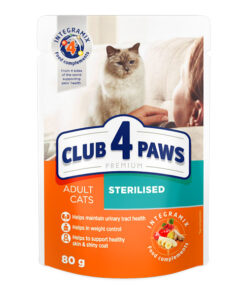 Club4Paws konservuotas kačių maistas sterilizuotoms katėms, 80g