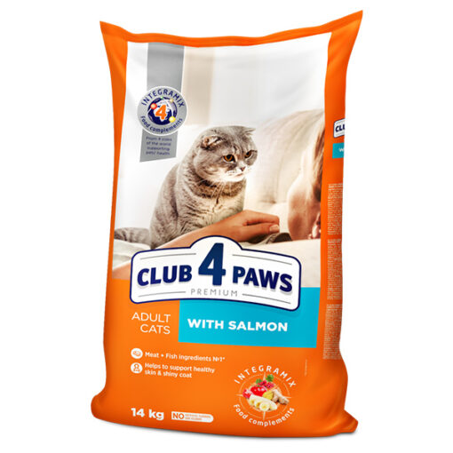 Club4Paws sausas kačių maistas su lašiša, 14kg