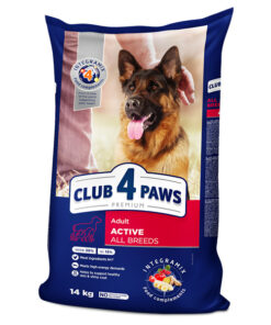 Club4Paws sausas šunų maistas Active, aktyviems visų veislių šunims, 14kg