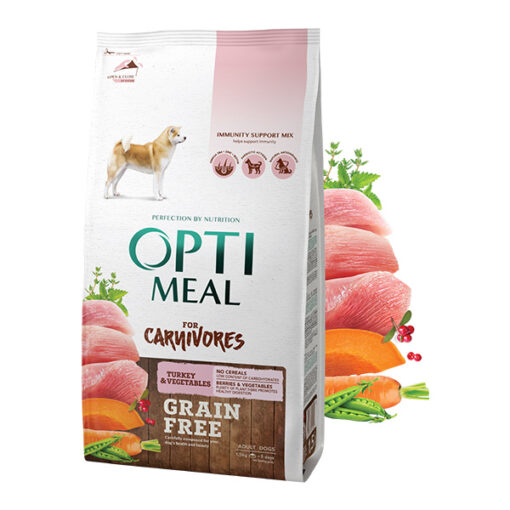 Optimeal begrūdis sausas šunų maistas su kalakutiena ir daržovėmis, 1,5kg
