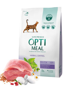 Optimeal sausas kačių maistas su antiena ir plaukų išvalymo efektu, suaugusioms katėms, 4kg