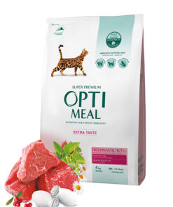 Optimeal sausas kačių maistas su veršiena, suaugusioms katėms, 4kg