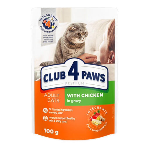 Club4Paws konservuotas kačių maistas su vištiena, 100g