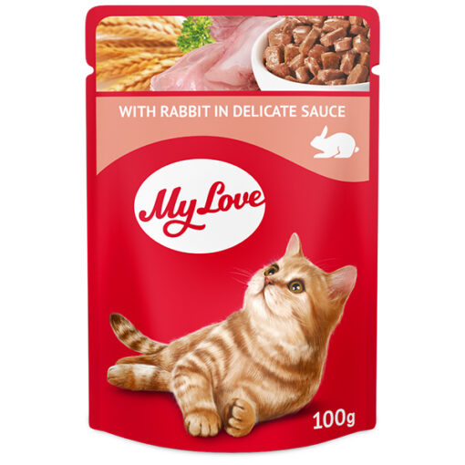 MyLove konservuotas maistas suaugusioms katėms su triušiena, 100g