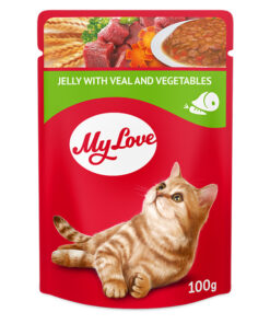 MyLove konservuotas maistas suaugusioms katėms su veršiena, daržovemis, 100g