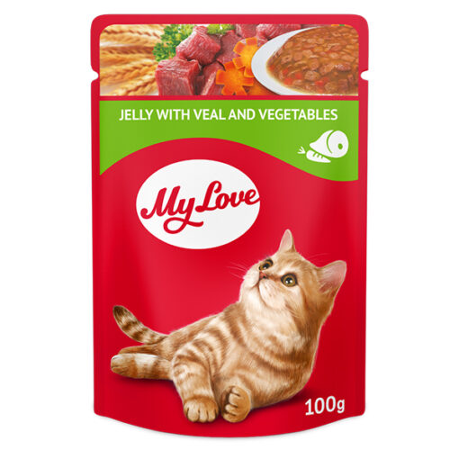 MyLove konservuotas maistas suaugusioms katėms su veršiena, daržovemis, 100g