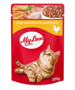 MyLove konservuotas maistas suaugusioms katėms su vištiena, 100g