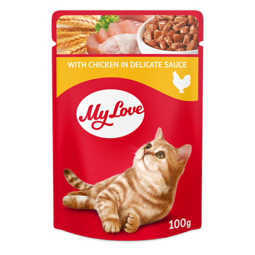 MyLove konservuotas maistas suaugusioms katėms su vištiena, 100g